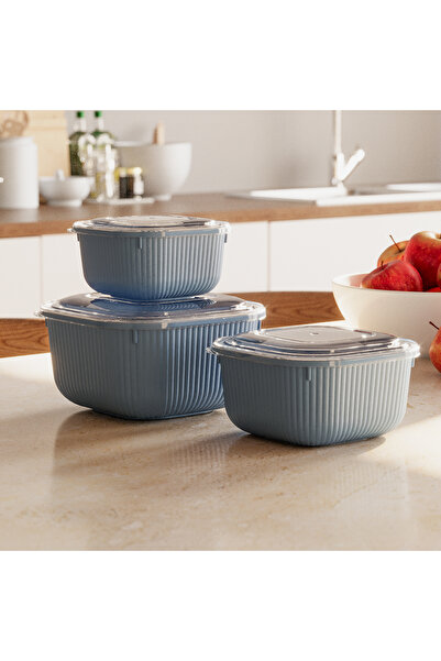 Soft Chef 3-Piece Storage Container Set – Gray / Cream / Green / Blue (600ml ...