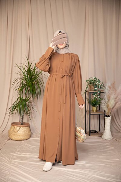 Nissra فستان أنكا نور بأزرار على الكتف وربطة عنق ANKA265130