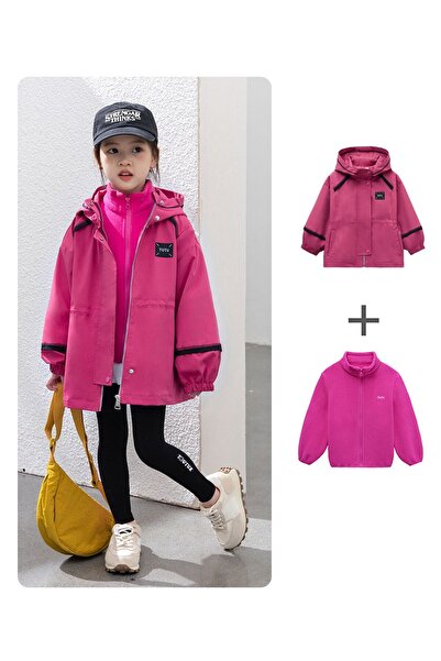 kizu Girls' 2-in-1 waterproof jacket with Hooded - warm children's jacket for...