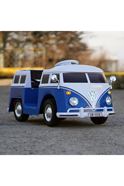 Kinderauto Autobuz electric VW pentru copii cu Bluetooth, albastru