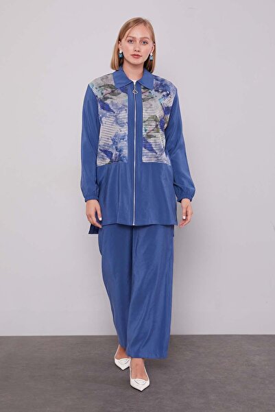 Levidor Indigo Mesh Printed Double Set