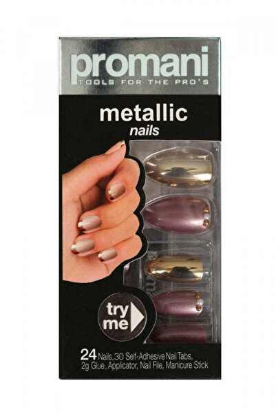 Promani طقم أظافر معدني ذهبي وبنفسجي