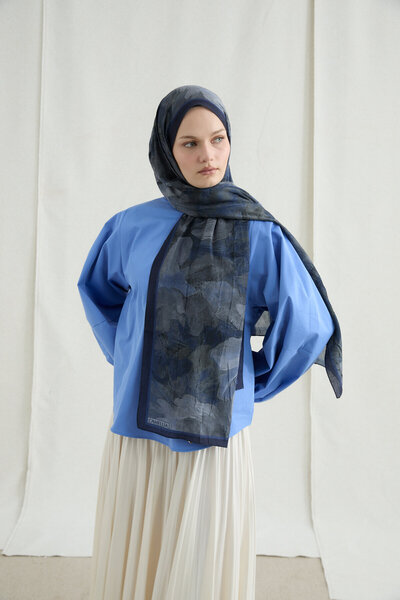 cs camellia scarf Nars Kraş Şal - Bleumarin
