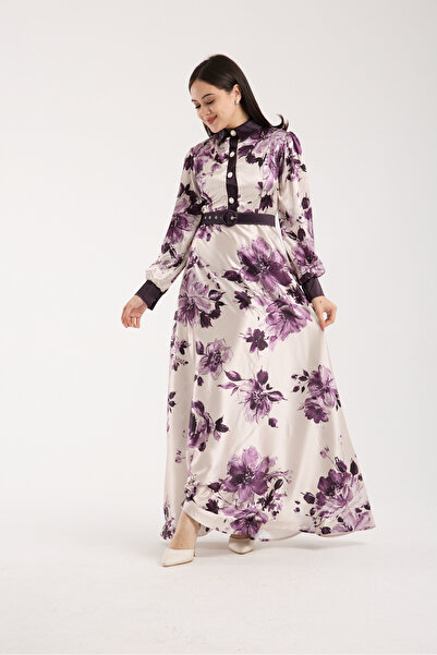 Stylish Stylish satin dress in an elegant burgundy color