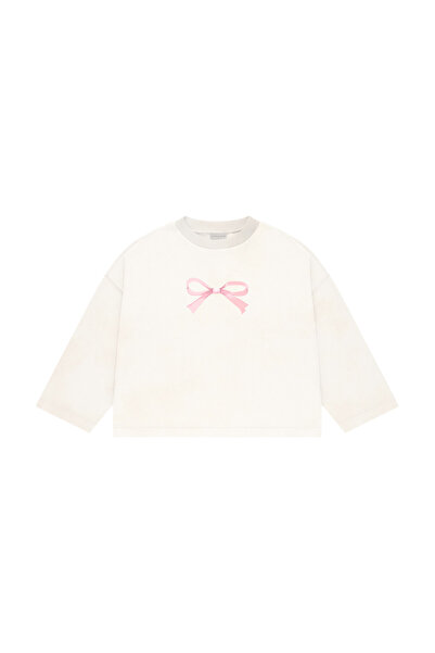 lethestudios Ribbon Printed Long Sleeve Basic T-Shirt