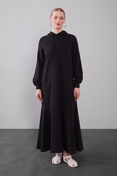 Levidor Siyah Kapuşonlu Gizli Cep Detaylı Elbise