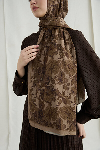 cs camellia scarf Amber Kraş Shawl - Mocha