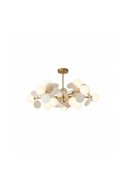 LEDZONE Led Zone 10 Socket Pendant Light Gold with White Ornaments 900x680mm