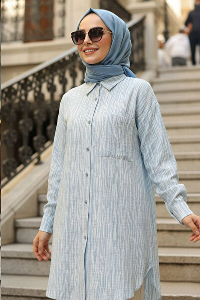 N.S NEVA STYLE Buttoned Mint Hijab Tunic 10439Mint