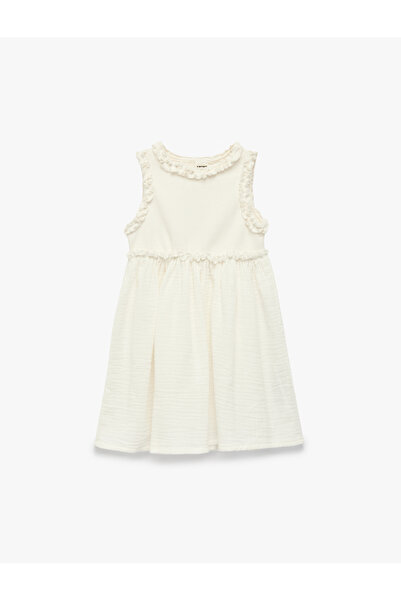 Koton Rochie din bumbac, fără mâneci, cu volane, decolteu tip bicicletă, în l...