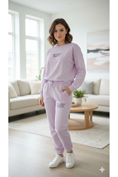 Serena Women's lilac 2-piece tracksuit - long pants and blouse with Printed ,...
