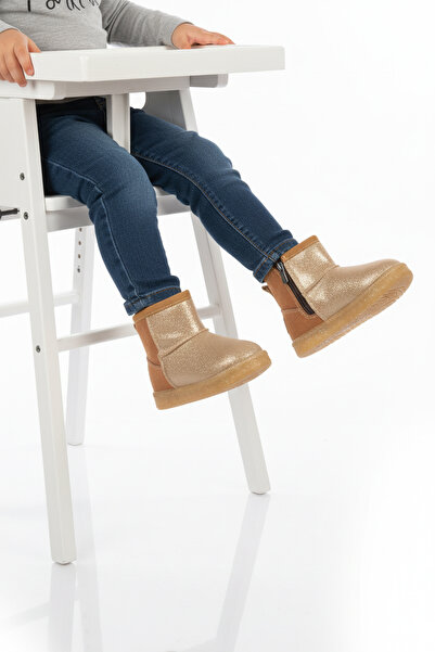 AYAKMOD Cizme pentru bebeluși cu blană interioară și fermoar, culoare bronzat...