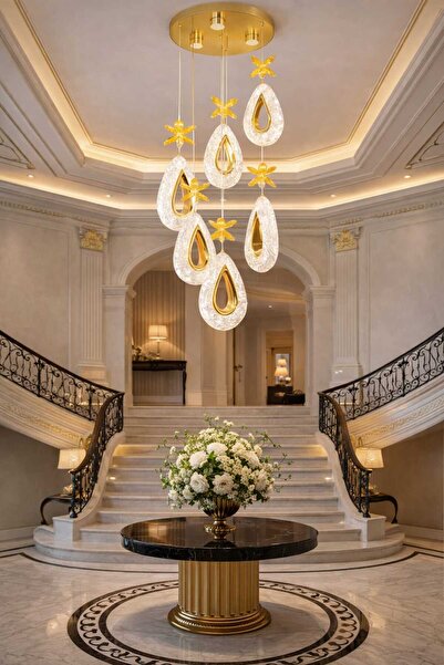 Bohem Aydınlatma 6'Lı Damla Sarkıt Modern 3 Renk LED Avize Salon/Yatak/Antre ...