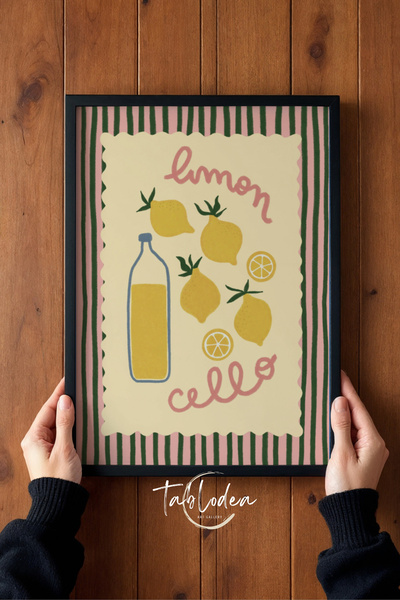 tablodea Poster înrămat cu decor de bucătărie cu limoncello scris TD Line Art...