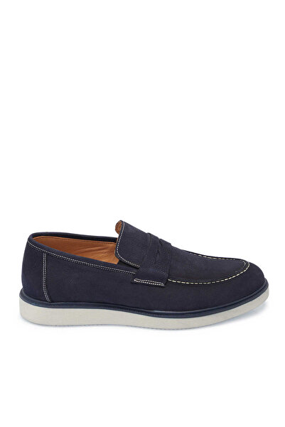 Tergan Lacivert Hakiki Nubuk Deri Erkek Loafer - E25I1AY57161-C39