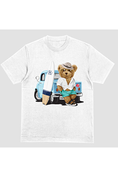 Kartier Tricou Unisex Alb Summer Vacation Bear