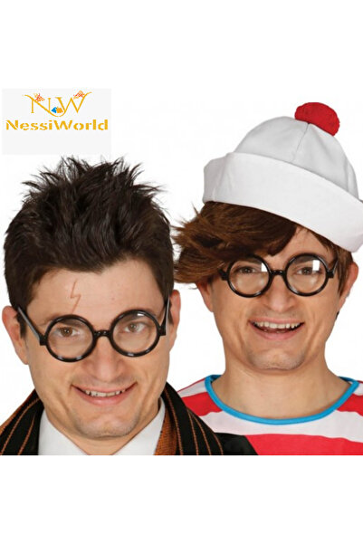 NW NessiWorld Black Framed Non-Numbered Glass Student Joke Glasses 1 Piece