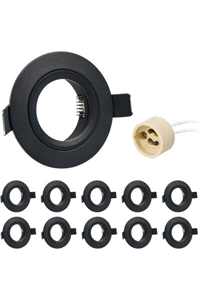 Litex Sauna URing 10 x GU10 Recessed Spotlights Aluminium Black