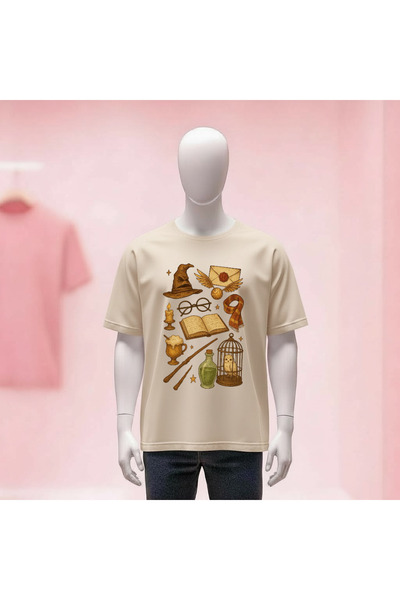 Vordevia Harry Potter Printed Crew Neck Wide Fit Unisex Tshirt