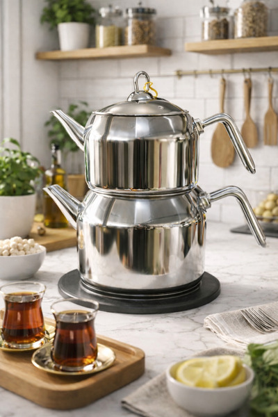 COCİNERO Vigo 8092 XXL Aile Boyu Çelik Sap Çaydanlık Takımı