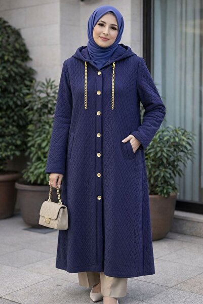 OKYANUS AVM Kapüşonlu Kapitone Uzun Kaban-CEKET – Zincir Detaylı Düğmeli