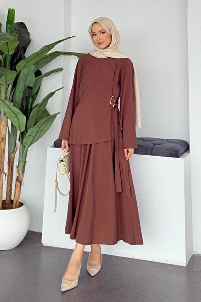 Şulemoda Giyim Rose Buckle Suit Brown