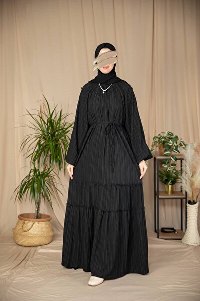 Nissra Ankanoor Collar Gathered Sleeves Covered Buttoned Dress Anka265132