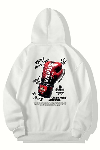 BRZ COLLECTION Hanorac unisex supradimensionat Saana Boxing (ALB)