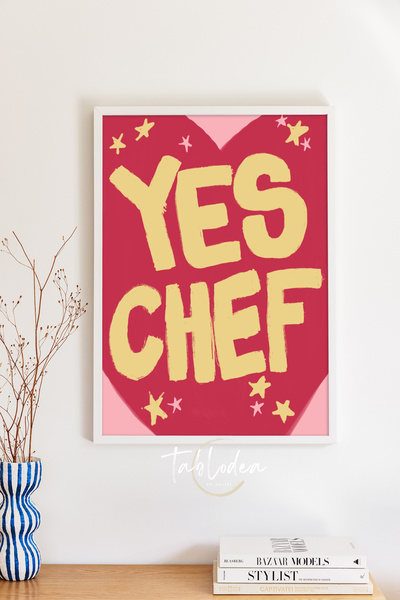 tablodea Poster înrămat cu decor modern de bucătărie cu text „Yes Chef” Pictu...