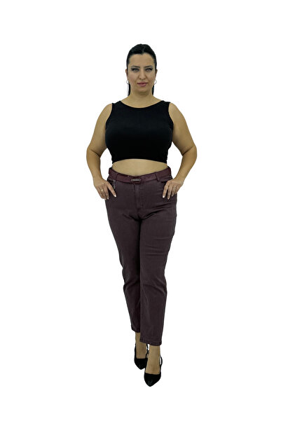 carmito Plus Size Denim Shaping / Sculpting Belted High Waist Pipe Leg Women'...