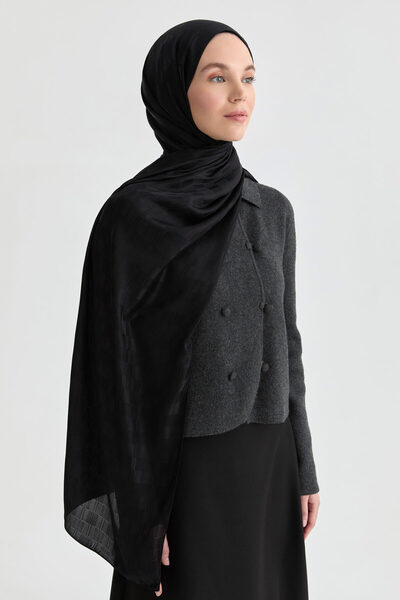 Tuğba Erna Jakar Natural Şal - Siyah