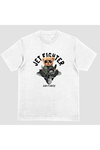 Kartier Tricou Unisex Alb Teddy Jet Fighter Bear