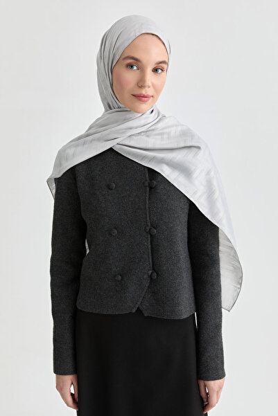 Tuğba Deren Jakar Natural Şal - Gümüş