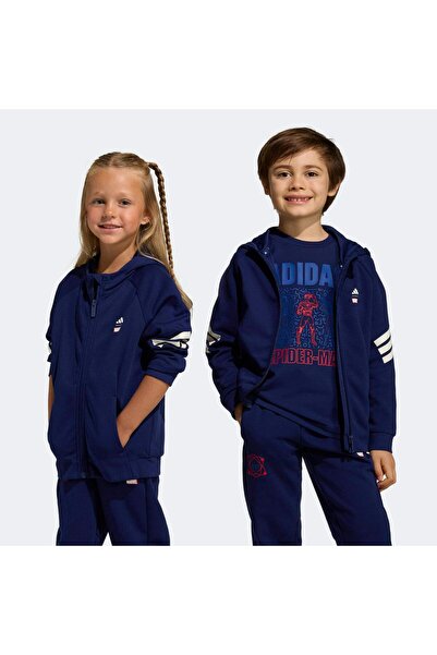 adidas سترة مارفل سبايدر مان للأطفال باللون الأزرق الداكن (JZ3571)