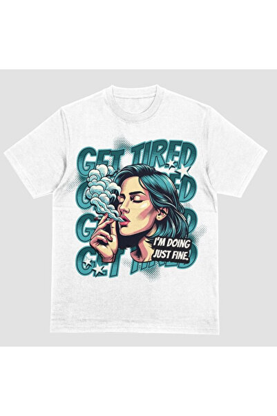 Kartier Tricou Unisex Alb Get Tired