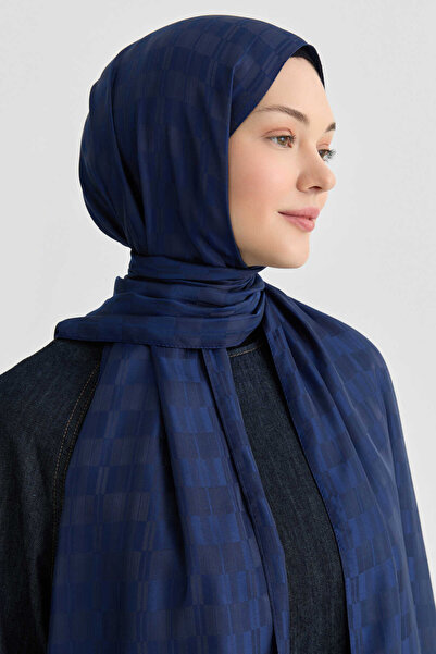 Tuğba Erna Jakar Natural Şal - Lacivert