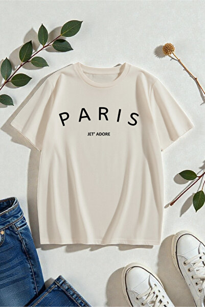 trendypassion تيشيرت بتصميم مطبوع من باريس جيت أدور للجنسين