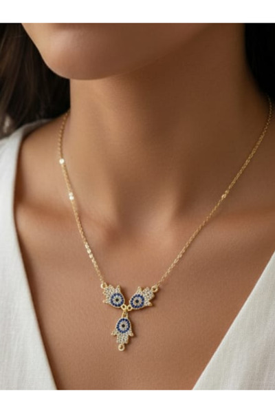 SOSYETEZGAHI Nazar Boncugu Stone Steel Necklace Figure