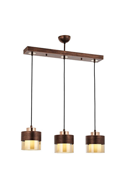 NZL Lighting Aconn Üçlü Yemek Masası Bakır Renk Kaplamalı Sarkıt Avize