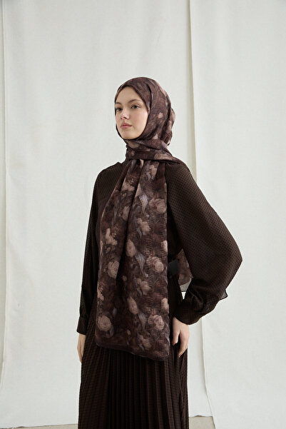 cs camellia scarf Σάλι Μουσελίνας Merry - Πικρό Καφέ