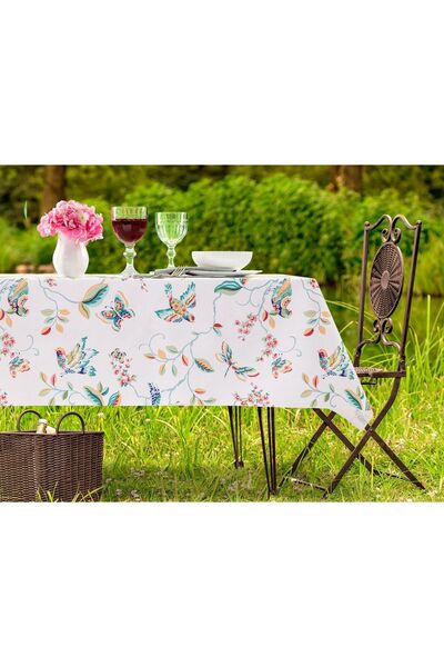 Madame Coco Violet Pvc Table Cloth - White - 140X200 cm
