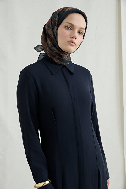 cs camellia scarf Lisa Pamuk Viskon Eşarp - Siyah Kahve