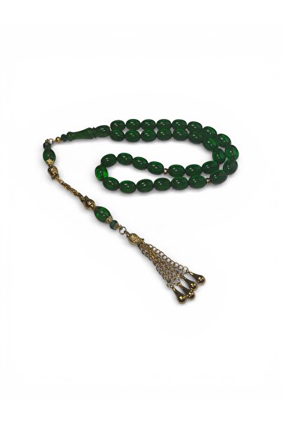 EnazStore Special Tasseled Green Color Fire Amber Prayer Beads