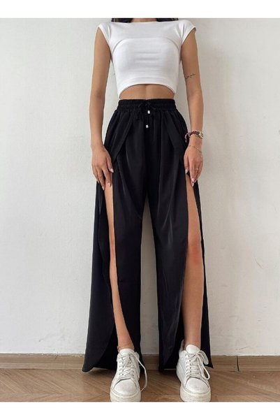kendii modamm Slit Dance Pants – Elastic Waist & Drawstring, Comfortable Fit, Stylish Design