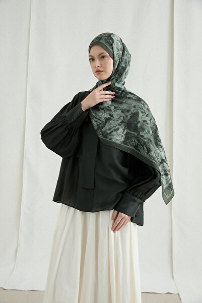 cs camellia scarf Monaco Kraş Shawl - Green