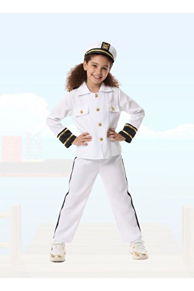 Premium Kids White Navy Captain Costume Sailor Uniform Fancy Dress