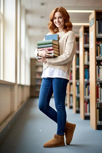 Sinem Çeyiz Ogg 1222 Tan Sheepskin Short Boots