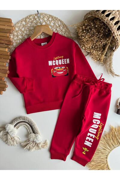 NOBLEKIDS Lightning Mcqueen Themed Set – Boys, 100% Cotton, 3 Yarns Without S...