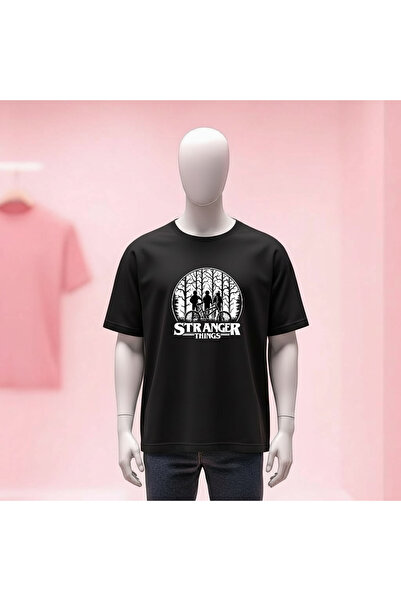 Vordevia Stranger Things Printed Crew Neck Wide Fit Unisex Tshirt