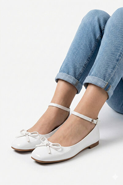 StWenn Patent Leather Mary Jane Ballerina Shoes with Stylish Buckle and Ortho...